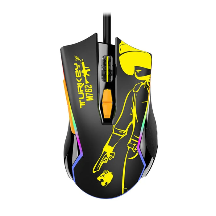 HM 762 USB Port 8 Keys Wired Colorful Luminous Gaming Mouse - Yellow - 2