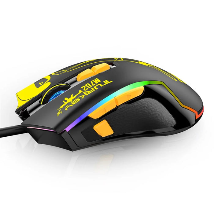 HM 762 USB Port 8 Keys Wired Colorful Luminous Gaming Mouse - Yellow - 3