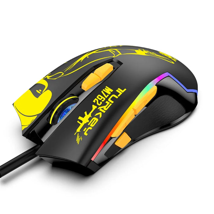 HM 762 USB Port 8 Keys Wired Colorful Luminous Gaming Mouse - Yellow - 4