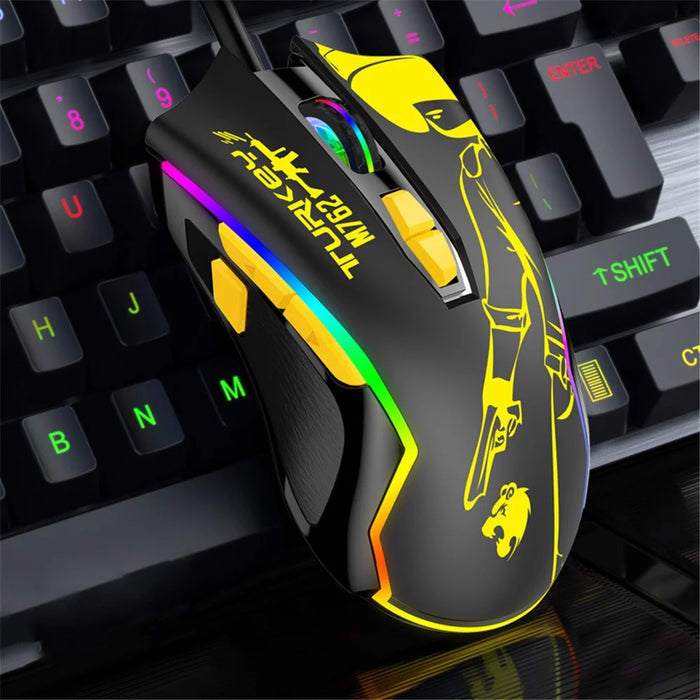 HM 762 USB Port 8 Keys Wired Colorful Luminous Gaming Mouse - Yellow - 6