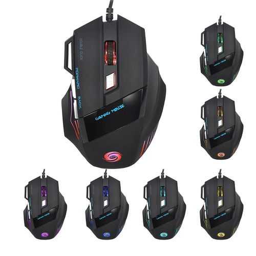 HXSJ A868 Adjustable DPI Colorful Light USB Wired Laptop Computer Ergonomic Gaming Mouse - 1