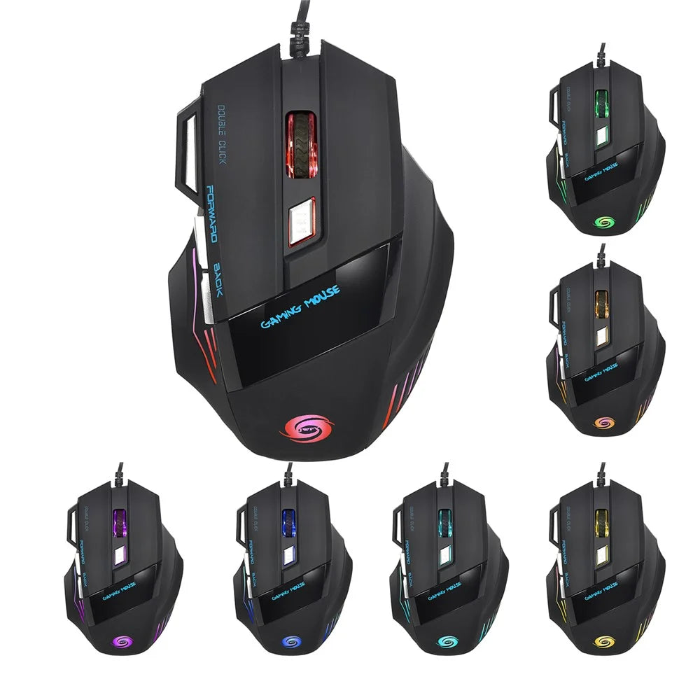 HXSJ A868 Adjustable DPI Colorful Light USB Wired Laptop Computer Ergonomic Gaming Mouse - 1