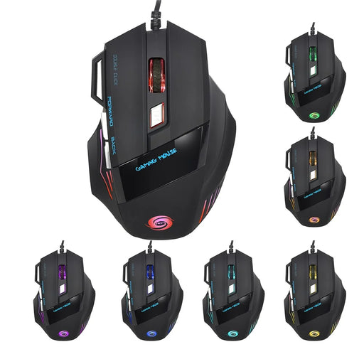 HXSJ A868 Adjustable DPI Colorful Light USB Wired Laptop Computer Ergonomic Gaming Mouse - 1