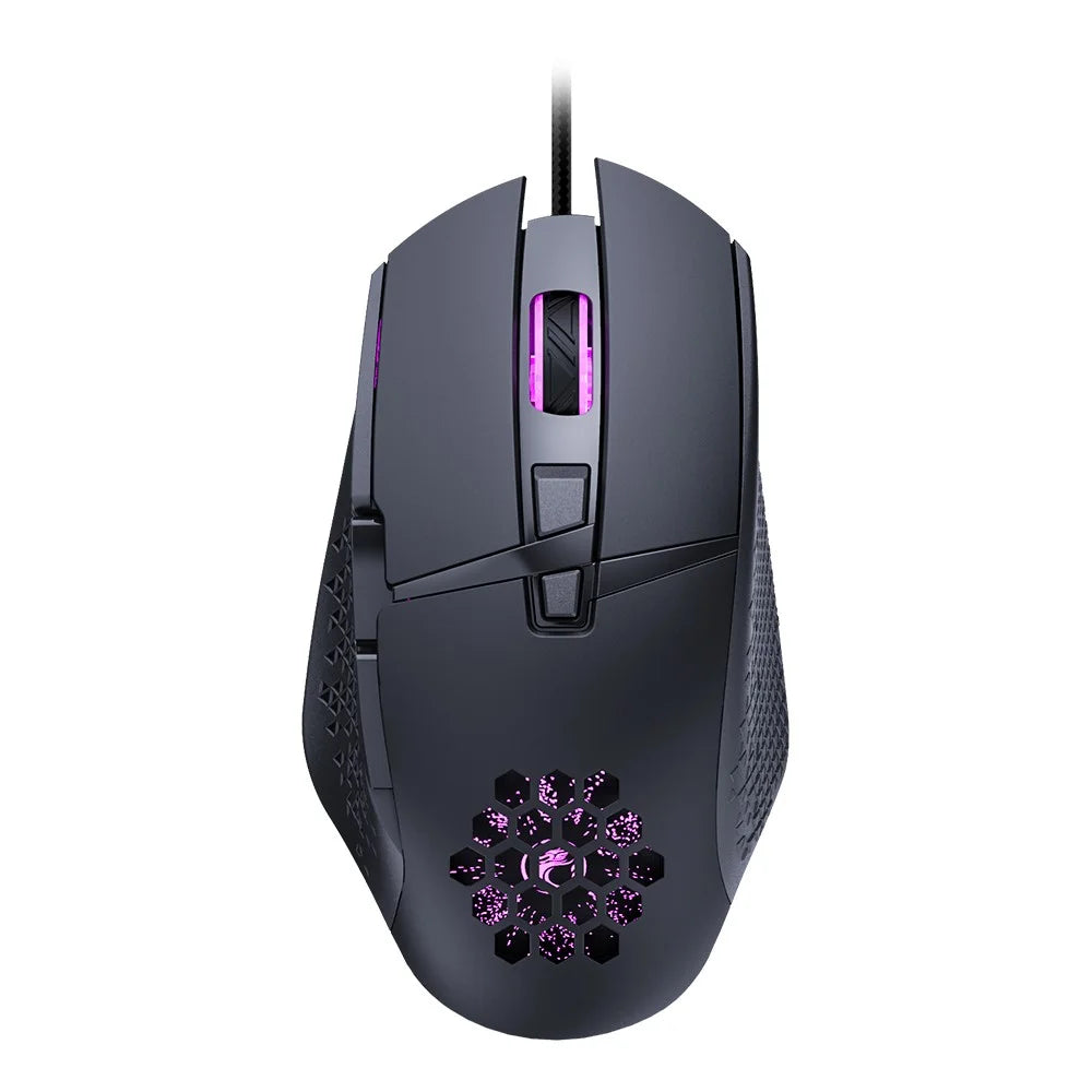 IMICE T90 7200DPI Wired Mechanical Mouse Hollowed Game Mouse with Fire Key RGB Optical Mice - 1
