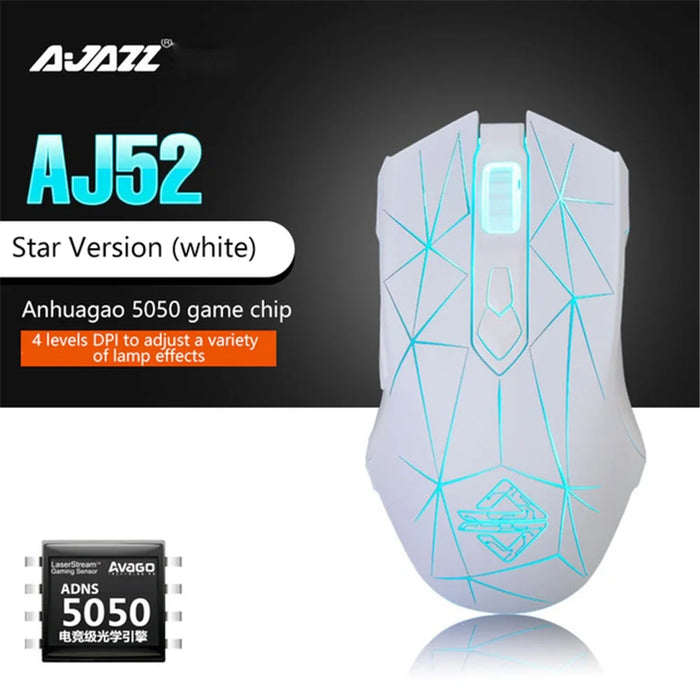 AJAZZ AJ52 Star Version USB Wired Gaming Mouse 2500DPl Optical Mice with RGB Breathing Lights for Gamer Computer - White - 2