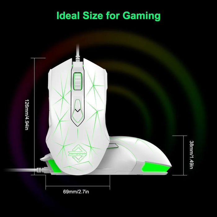 AJAZZ AJ52 Star Version USB Wired Gaming Mouse 2500DPl Optical Mice with RGB Breathing Lights for Gamer Computer - White - 3
