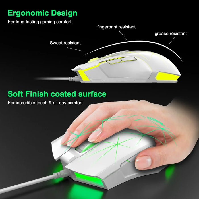 AJAZZ AJ52 Star Version USB Wired Gaming Mouse 2500DPl Optical Mice with RGB Breathing Lights for Gamer Computer - White - 4