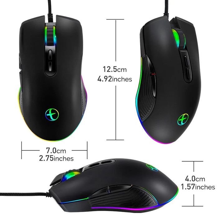 Type C Wired Gaming Mouse 800/1200/1600/3200 DPI Adjustable with RGB Backlit - 3