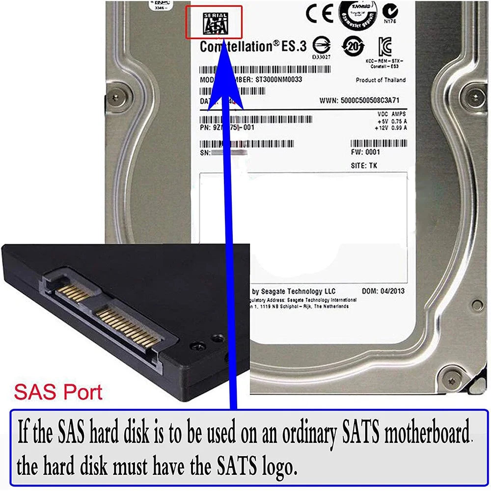 JUNSUNMAY SAS 22 Pin to 7 Pin + 15 Pin SATA Hard Disk Drive Raid Adapter - 6