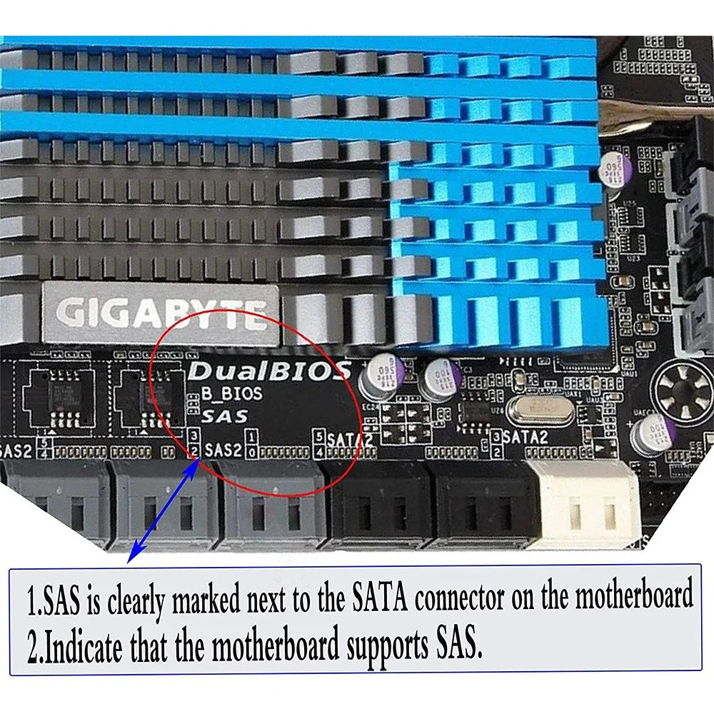 JUNSUNMAY SAS 22 Pin to 7 Pin + 15 Pin SATA Hard Disk Drive Raid Adapter - 7