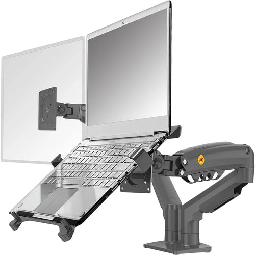 NORTH BAYOU F160-FP 17-30 Inch Monitor Desk Mount Adjustable Laptop Holder Tray Dual Arm Bracket - Black - 1