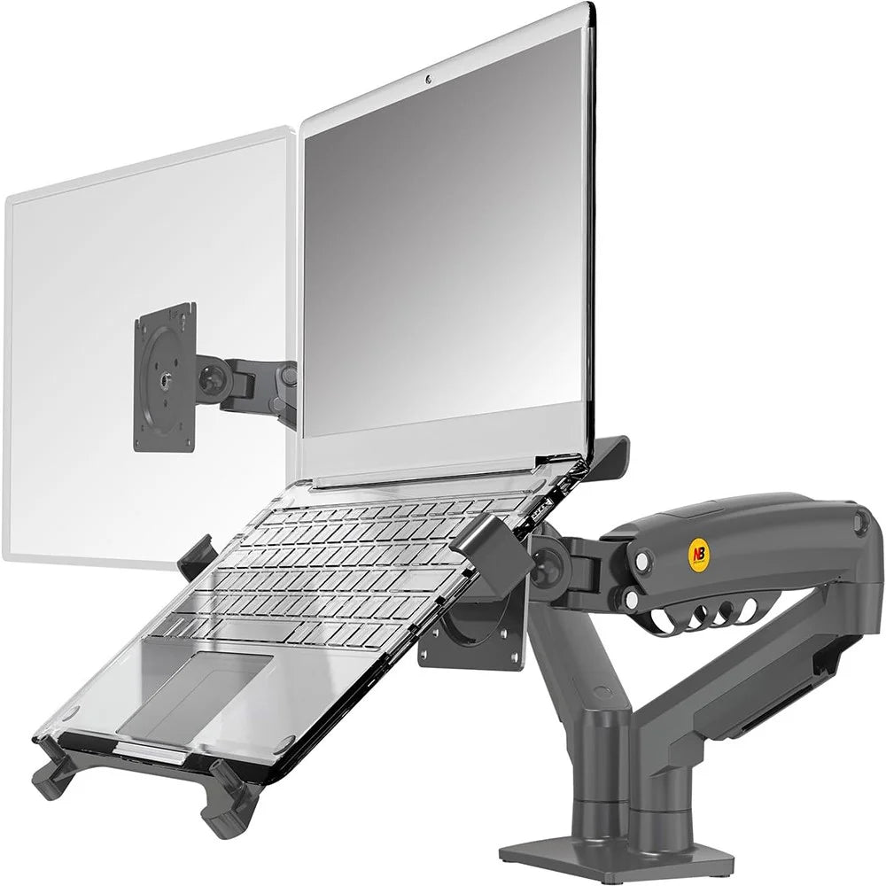 NORTH BAYOU F160-FP 17-30 Inch Monitor Desk Mount Adjustable Laptop Holder Tray Dual Arm Bracket - Black - 1