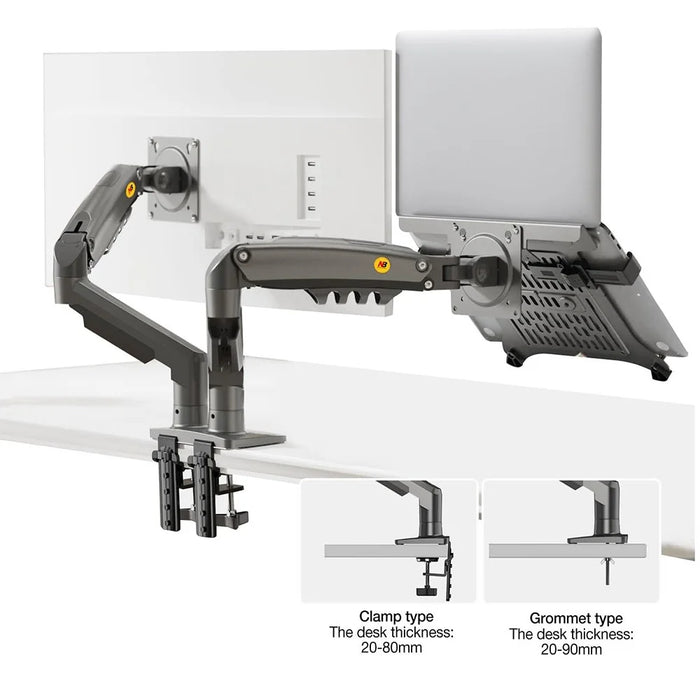 NORTH BAYOU F160-FP 17-30 Inch Monitor Desk Mount Adjustable Laptop Holder Tray Dual Arm Bracket - Black - 6