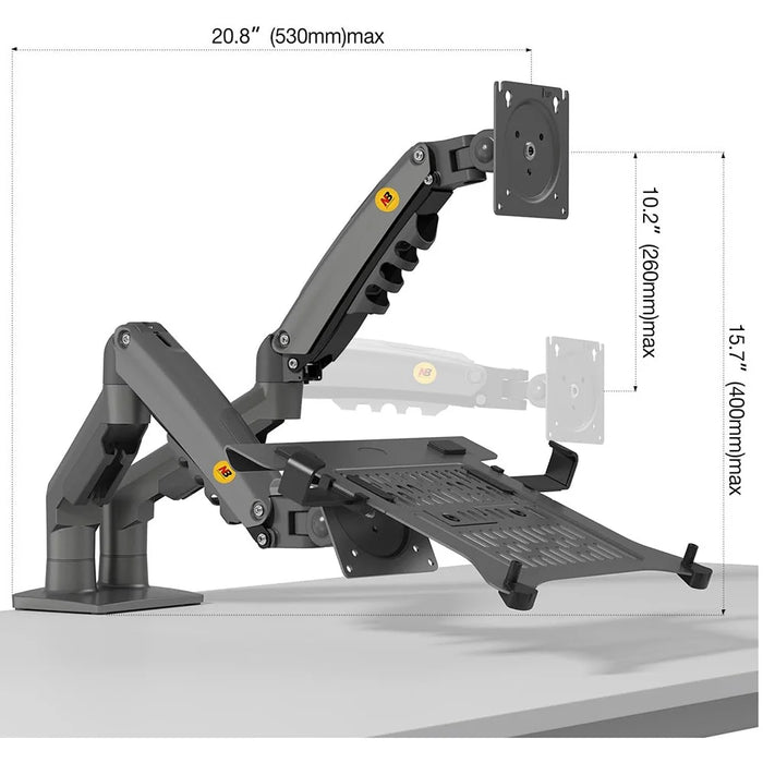 NORTH BAYOU F160-FP 17-30 Inch Monitor Desk Mount Adjustable Laptop Holder Tray Dual Arm Bracket - Black - 7