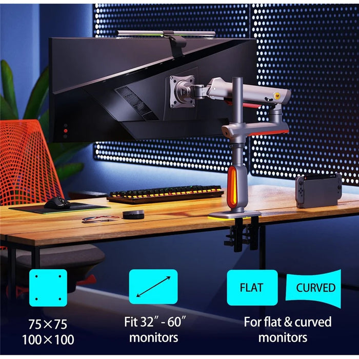 NORTH BAYOU L70 Flat / Ultrawide / Curved Monitors Desk Bracket 32 to 60 Inch Gaming Monitor Adjustable Arm Stand - 4