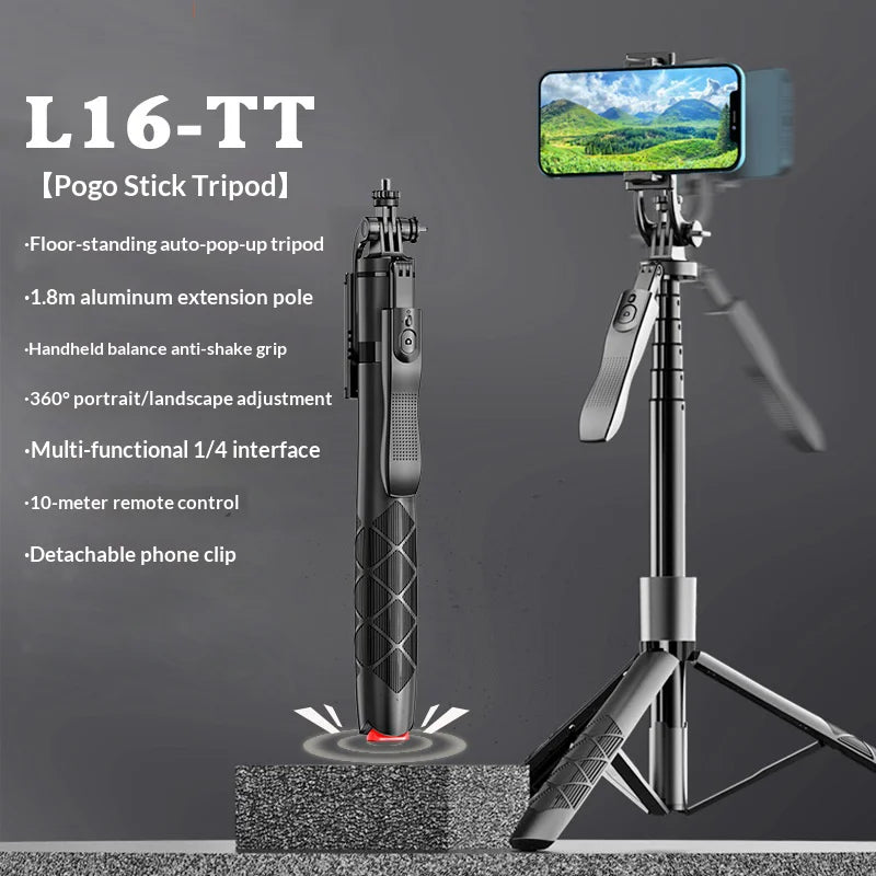 CYKE L16 1.8m Extendable Selfie Stick Pop-Up Tripod Stand with Wireless Remote for Live Streaming Photography - 2