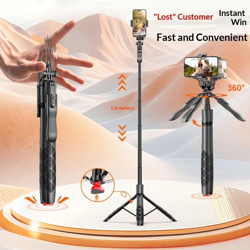 CYKE L16 1.8m Extendable Selfie Stick Pop-Up Tripod Stand with Wireless Remote for Live Streaming Photography - 3