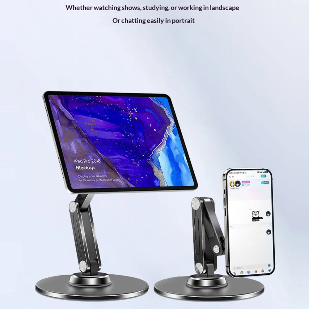 Foldable Magnetic Tablet Stand 360 Degree Rotating Metal Desktop Holder Bracket for iPad - Black - 5