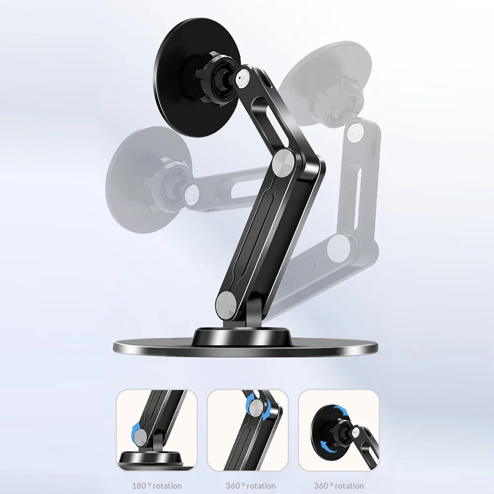 Foldable Magnetic Tablet Stand 360 Degree Rotating Metal Desktop Holder Bracket for iPad - Black - 6