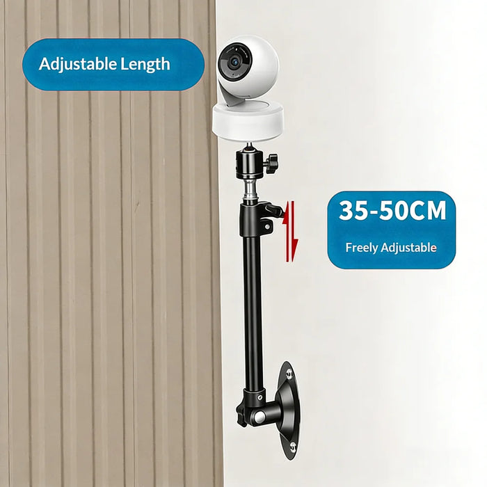 360 Degree Rotation Security Camera Holder Mount 35-50cm Carbon Steel Telescopic Arm Bracket - 2