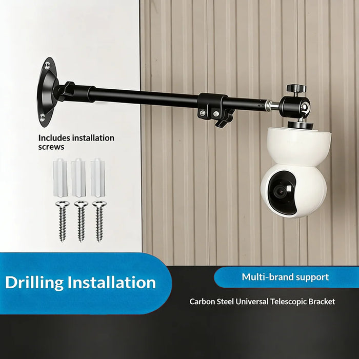 360 Degree Rotation Security Camera Holder Mount 35-50cm Carbon Steel Telescopic Arm Bracket - 3