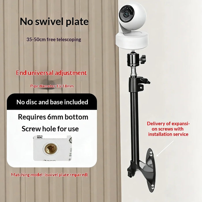 360 Degree Rotation Security Camera Holder Mount 35-50cm Carbon Steel Telescopic Arm Bracket - 6