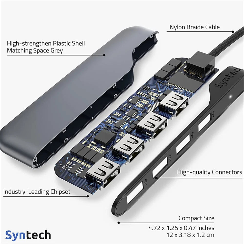 SYNTECH M20C 4 in 1 USB Hub Multiport Adapter with USB 3.0 High-Speed Data Transfer USB-C Converter with USB-A Adapter - 7