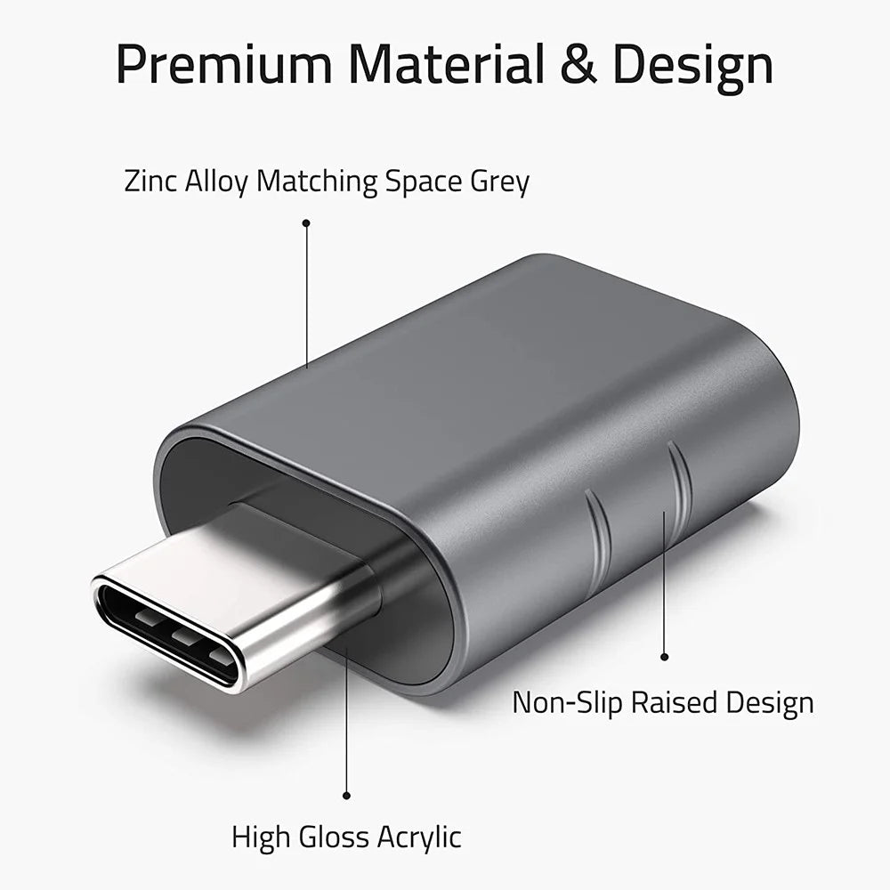 SYNTECH Mark3 2Pcs USB C Male to USB 3.0 Female Converter Zinc Alloy Fast Data Transfer Adapter - 3