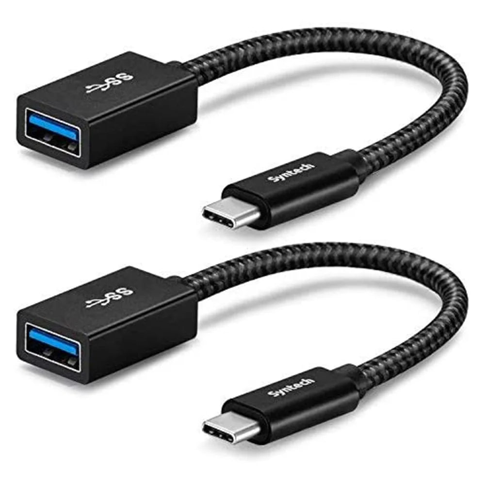 SYNTECH CA2Black 2Pcs USB-C Male to USB-A Female Converter Heat Dissipating Aluminum Alloy Adapter - 1