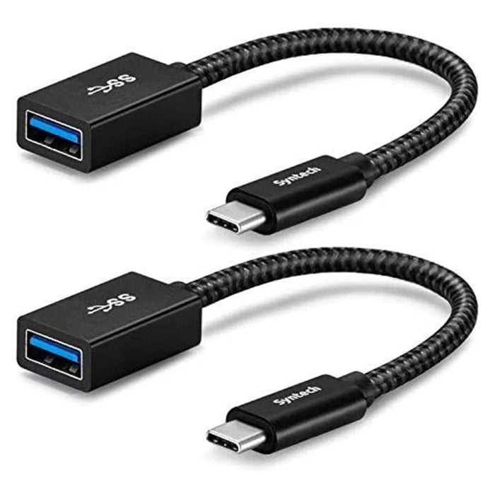 SYNTECH CA2Black 2Pcs USB-C Male to USB-A Female Converter Heat Dissipating Aluminum Alloy Adapter - 1