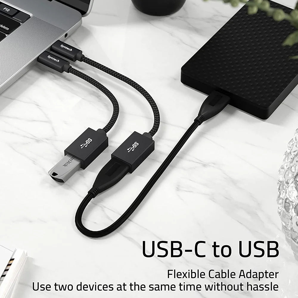 SYNTECH CA2Black 2Pcs USB-C Male to USB-A Female Converter Heat Dissipating Aluminum Alloy Adapter - 3