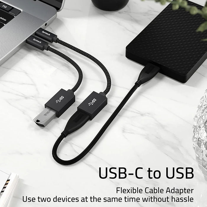 SYNTECH CA2Black 2Pcs USB-C Male to USB-A Female Converter Heat Dissipating Aluminum Alloy Adapter - 3