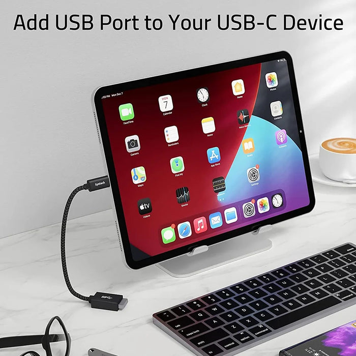 SYNTECH CA2Black 2Pcs USB-C Male to USB-A Female Converter Heat Dissipating Aluminum Alloy Adapter - 5