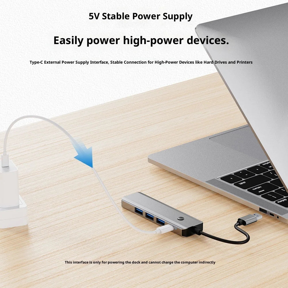 BYL-2526 USB-C 5 Port Hub 5 in 1 USB 3.0 to HD Video Adapter Cable for Laptop / TV / DVD Player / Projector - 7