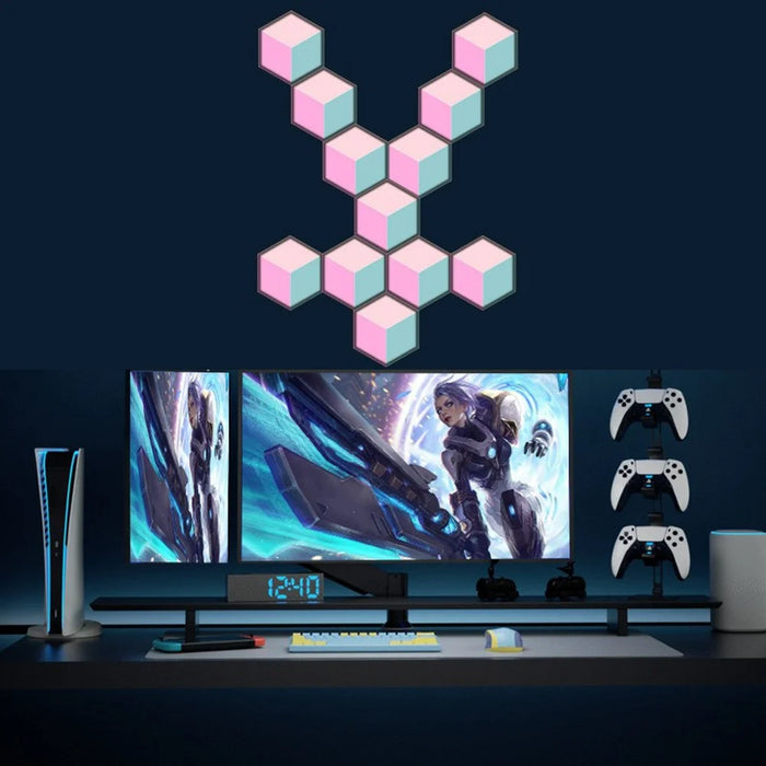 6Pcs / Set 3D Quantum Light APP Control Sound Pickup RGB Hexagonal Gaming Ambient Lamp with Remote - 5