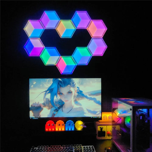 10Pcs / Set 3D Quantum Light APP Control Sound Pickup RGB Hexagonal Gaming Ambient Lamp with Remote - 1