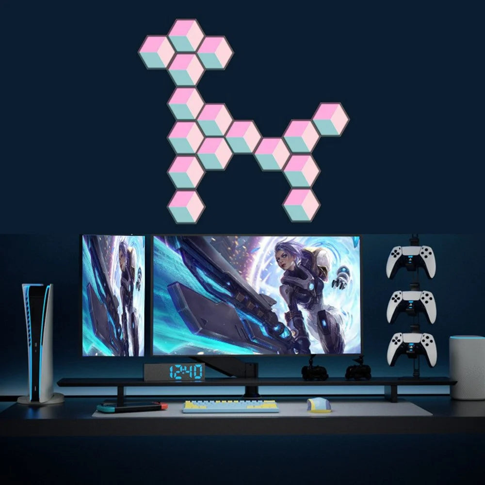 10Pcs / Set 3D Quantum Light APP Control Sound Pickup RGB Hexagonal Gaming Ambient Lamp with Remote - 4