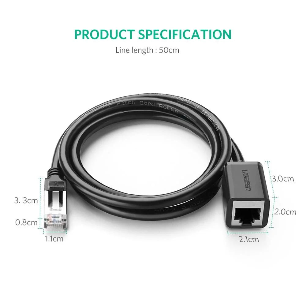 UGREEN 11278 0.5m RJ45 Cat 6 Male to Female RJ45 Ethernet Lan Network Cable Cat6 Ethernet Extension Cable - 7