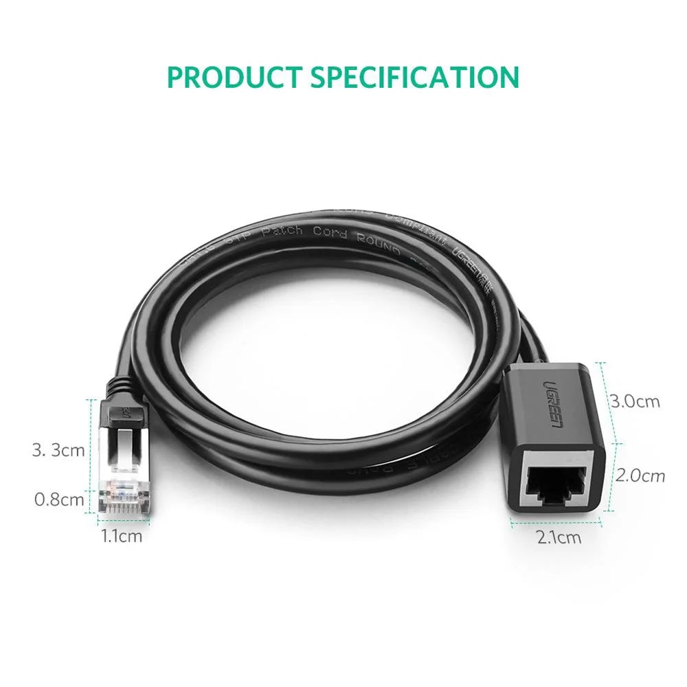 UGREEN 11282 Cat6 Ethernet Extension Cable RJ45 Cat 6 Male to Female RJ45 Ethernet Lan Network Cable Adapter for PC Laptop, 3m - 7