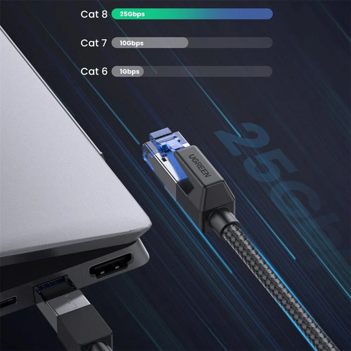 UGREEN 80429 Cat8 RJ45 Ethernet Cable 2000MHz Bandwidth 25Gbps High Speed Network Cable - 1m - 2