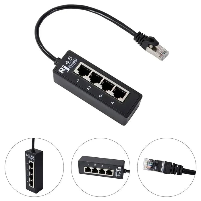1 to 4 RJ45 Network Expansion Adapter LAN Ethernet Male to Female Networking Splitter - 6