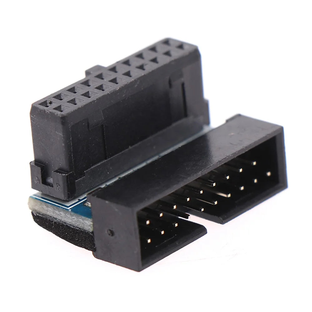 PH19A Desktop Computer Motherboard USB3.0 19Pin/20Pin Vertical Pin Socket Adapter Down Angled 90 Degree - Black - 3