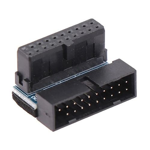 PH19B Desktop Computer Motherboard USB3.0 19Pin/20Pin Vertical Pin Socket Adapter Up Angled 90 Degree - Black - 1