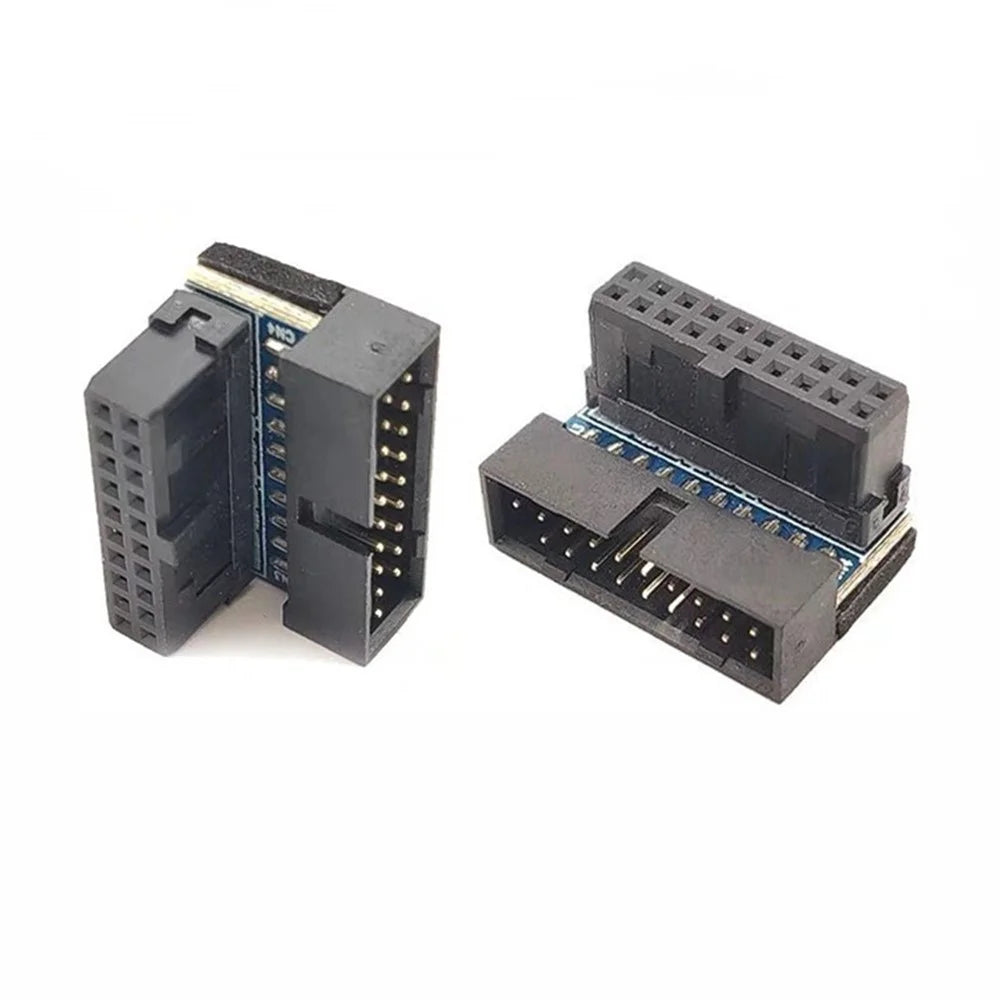 PH19B Desktop Computer Motherboard USB3.0 19Pin/20Pin Vertical Pin Socket Adapter Up Angled 90 Degree - Black - 3