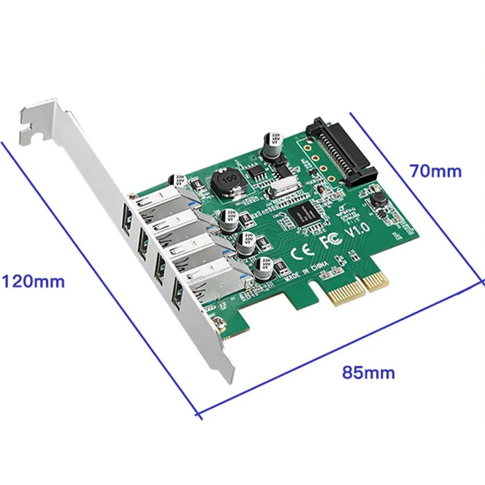 TXB003 4 USB3.0 Ports PCI-E Expansion Card NEC Chip Desktop Computer Adapter Card - 7