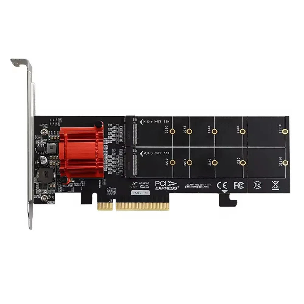TXB122 ASM18 12 Adapter Heat Sink M.2 NVME SSD Expansion Card to PCI-E 3.0 X8 Adapter Card - 1