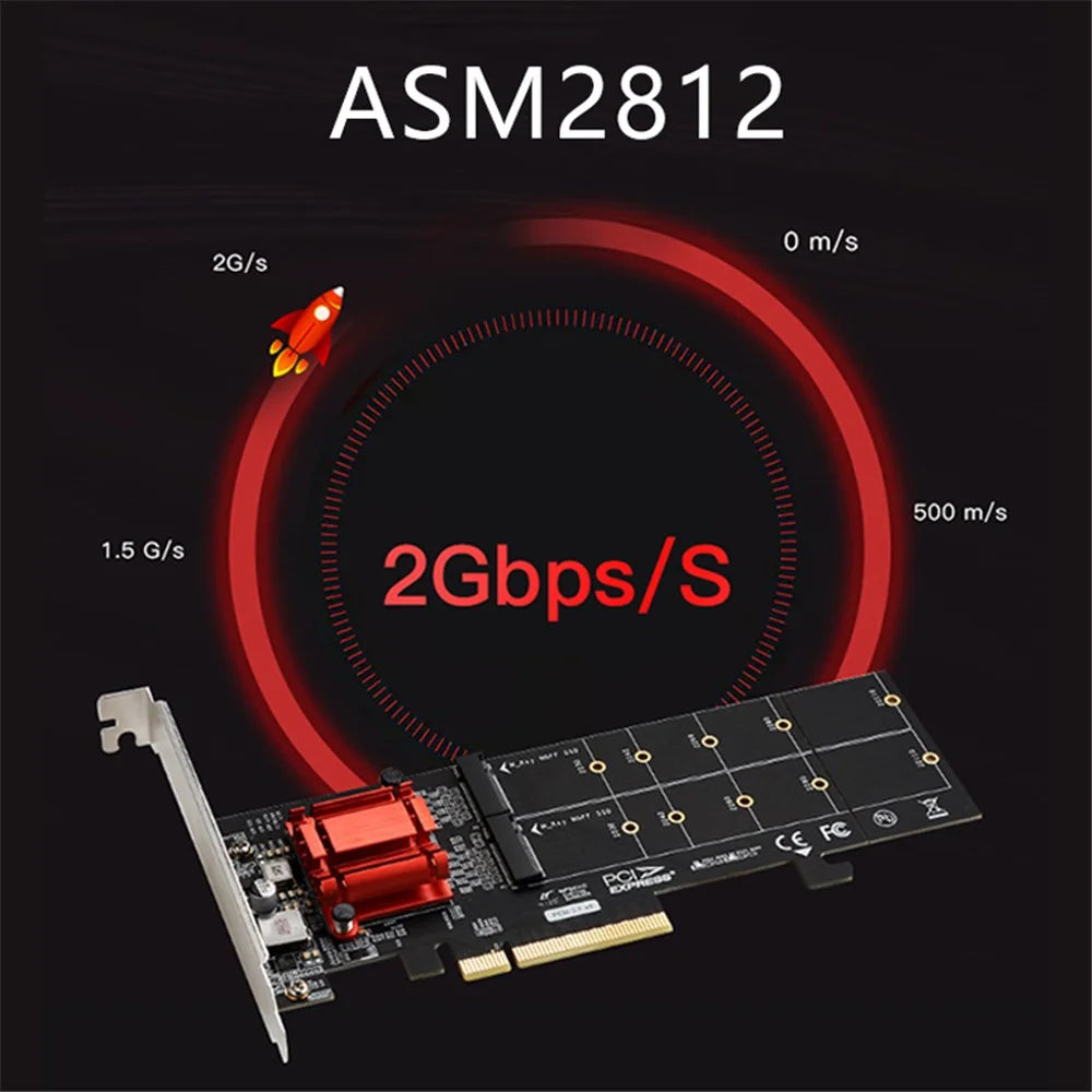 TXB122 ASM18 12 Adapter Heat Sink M.2 NVME SSD Expansion Card to PCI-E 3.0 X8 Adapter Card - 6