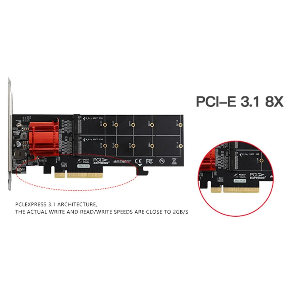 TXB122 ASM18 12 Adapter Heat Sink M.2 NVME SSD Expansion Card to PCI-E 3.0 X8 Adapter Card - 7