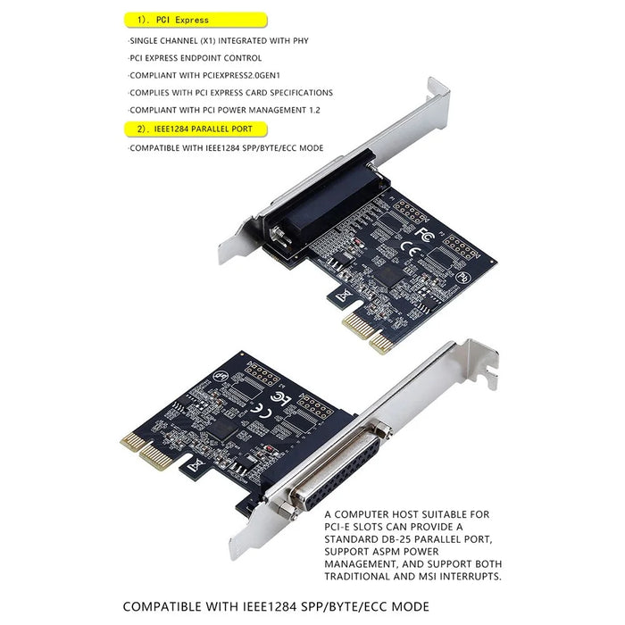 TXB072 PCI-E to Parallel Port 25-pin Printer Adapter Card AX99100 Pcie Parallel Expansion Card - 5