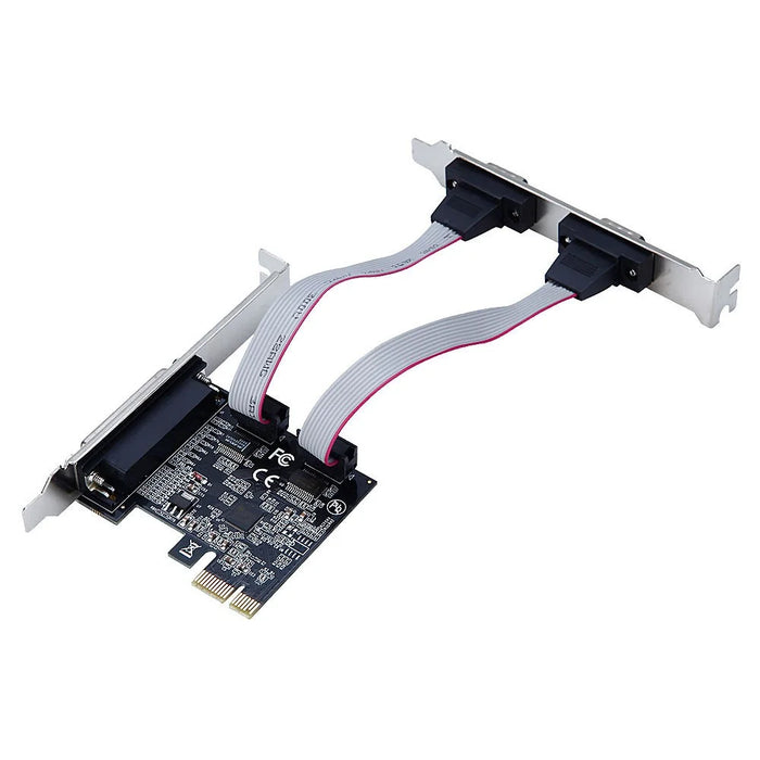 TXB076 ASIX / AX99100 Chip Pcie 1 Parallel to 2 Serial COM Port RS232 to 9-pin Expansion Card - 2